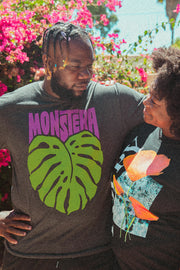 Oversized graphic tees: Monstera deliciosa vintage-inspired rock t-shirt